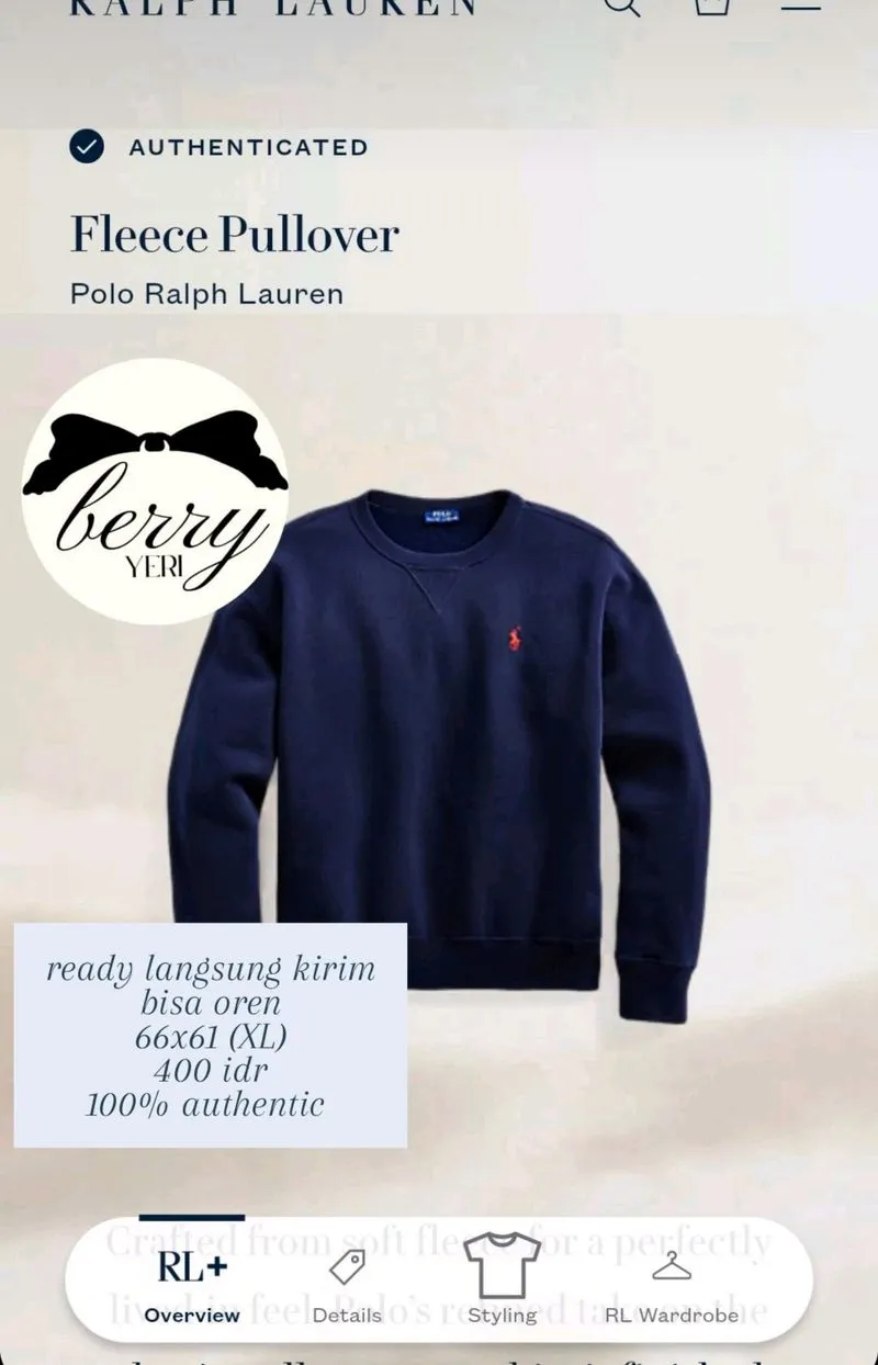 sweater navy polo ralph lauren original photo 1