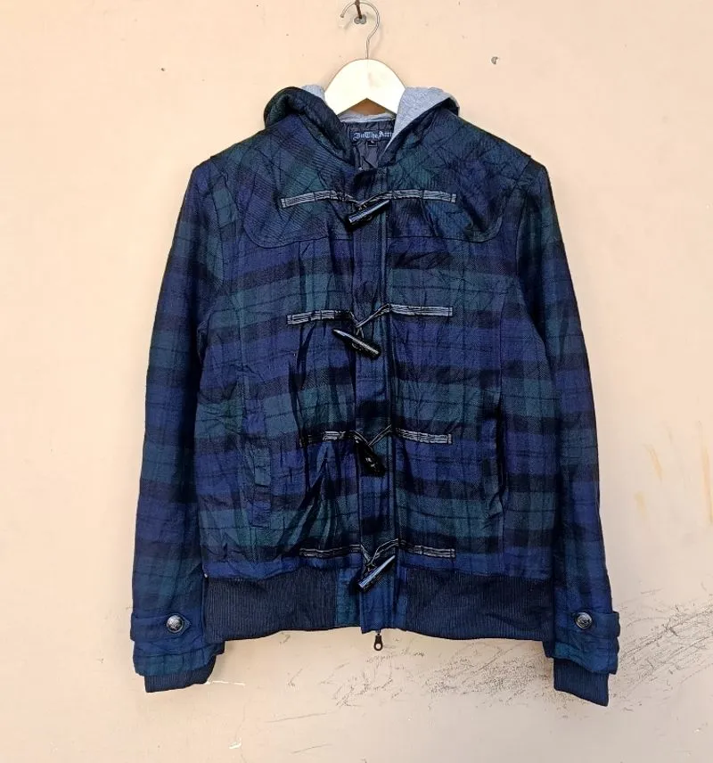 in the attic duffle coat tartan japanese vintage blue green photo 1