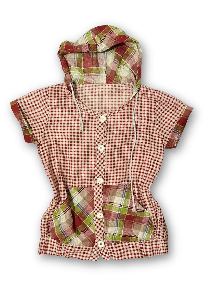 Kemeja Hoodie Vintage Mix-Pattern Gingham & Plaid photo 1