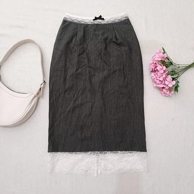 Elegant Black Lace Midi Skirt – Rok Kantor Brukat Furing Chi photo 1