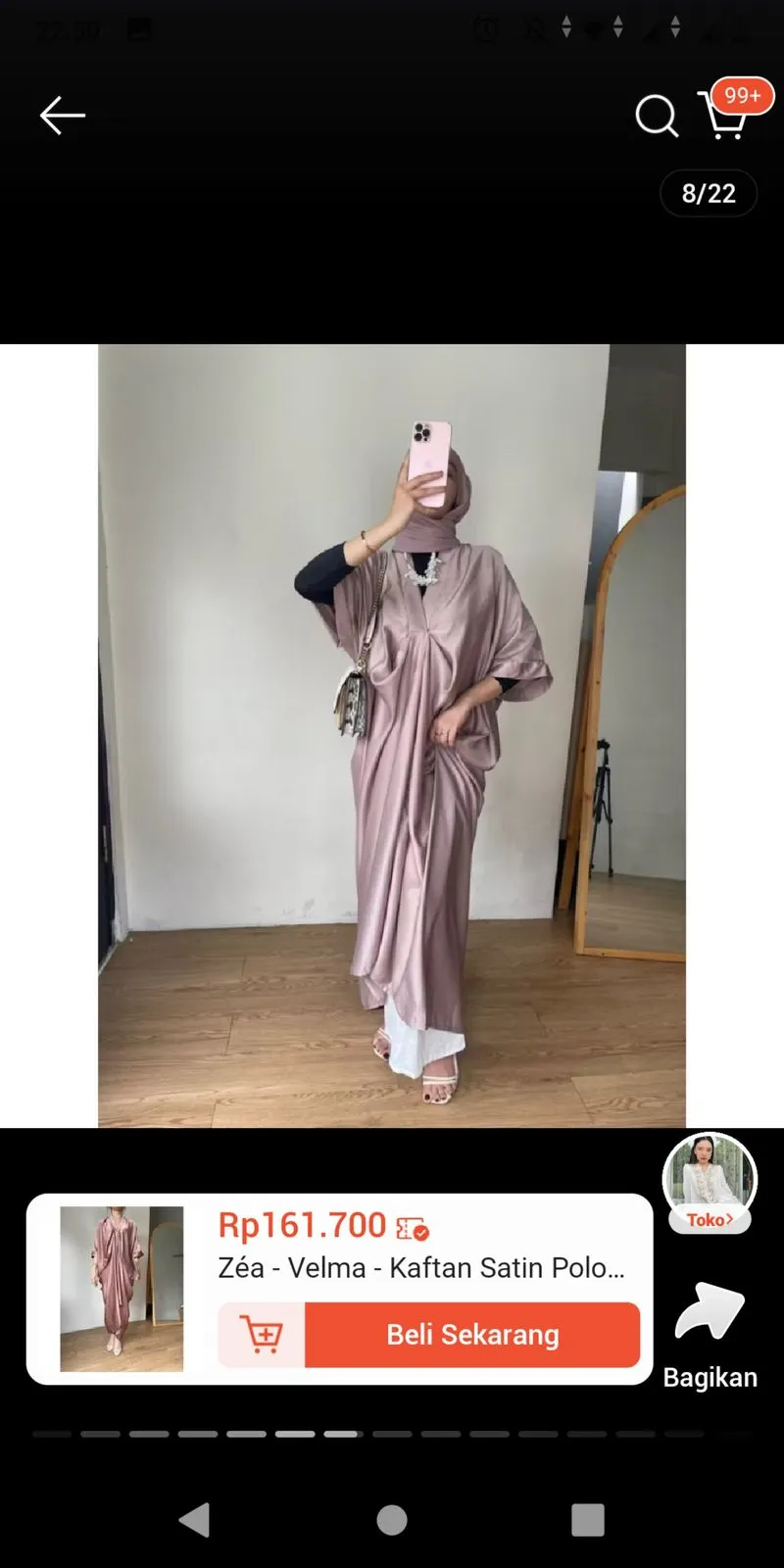 Kaftan Satin Polos DressMidi Merk Zea photo 1
