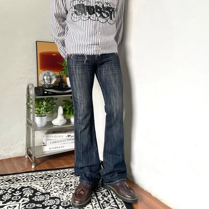 Low rise black faded jeans bootcut fit photo 1