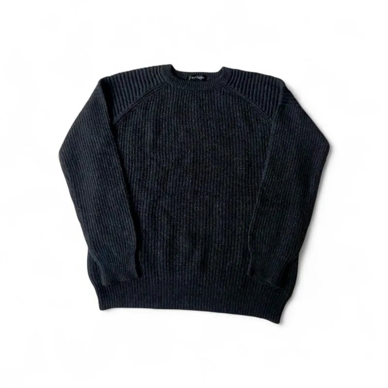 Balmain Paris Ribbed Knit Boxy Crewneck Sweater - Black photo 1