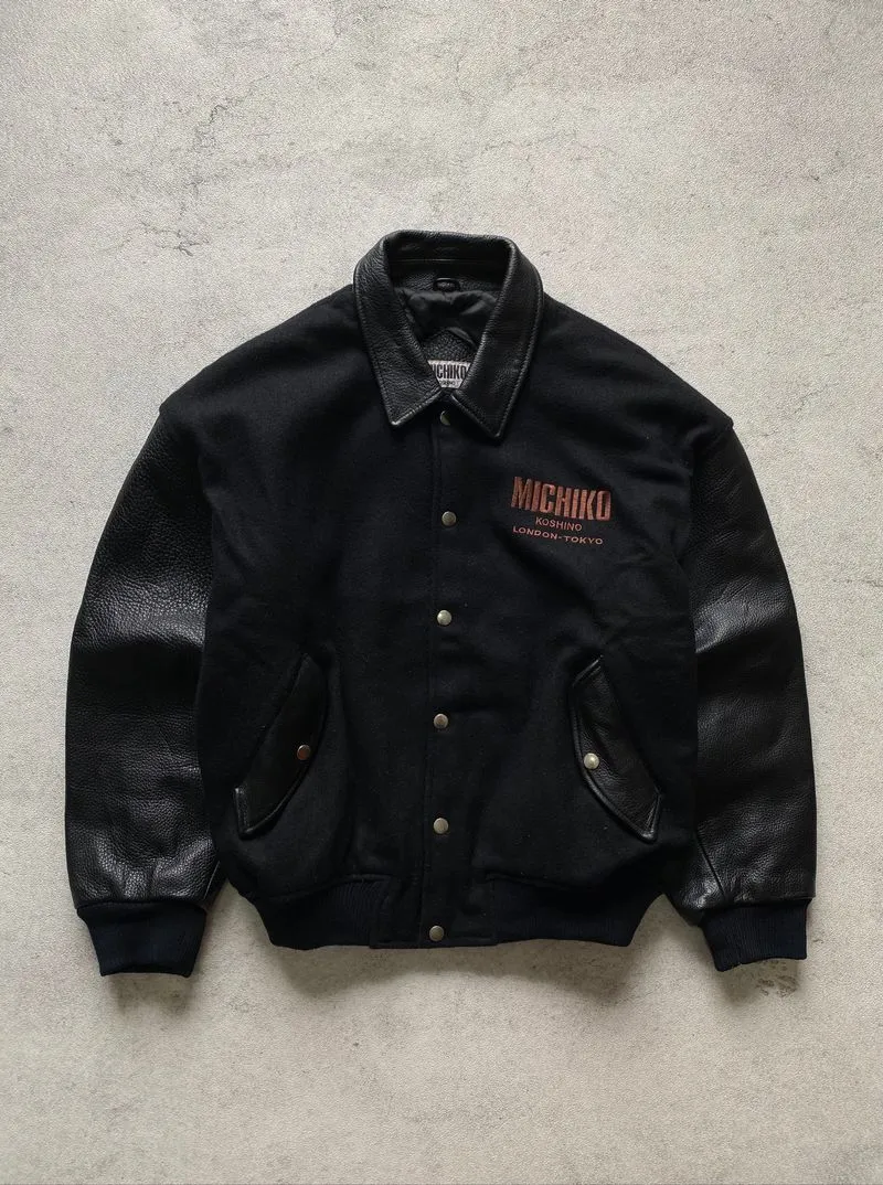 90s Vintage Michiko London Varsity Leather Jacket  photo 1