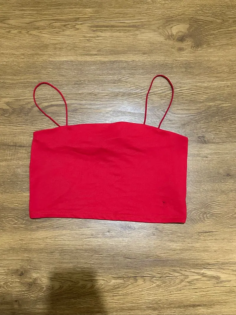 Bershka Red Cropped Fitted Tank Crop Top photo 1