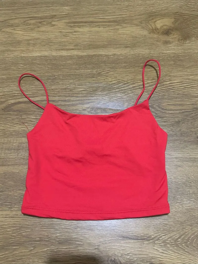 Bershka Red Cropped Tank Crop Fitted Top Bralette photo 1