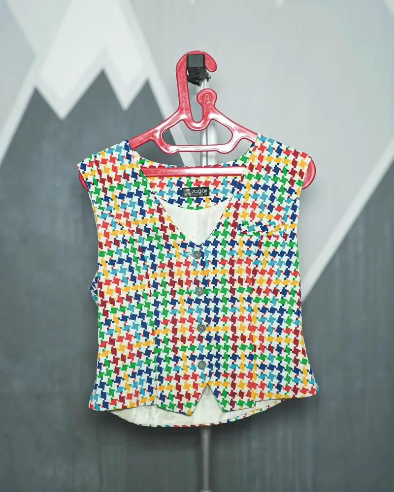 Rompi Vest Motif Retro Colorful photo 1