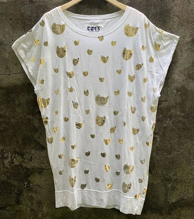 Tsumori Chisato Luxury Avant Garde T-shirt Pria gold white photo 1