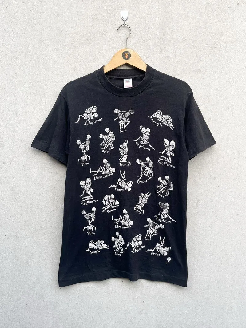 Vintage ©1995’s Skeleton Zodiac S*x Position T-shirt photo 1