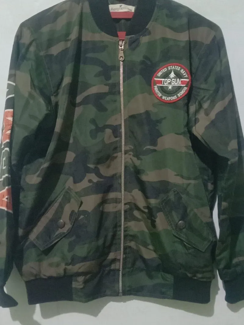 priloved jaket bomber camo top gun army green photo 1