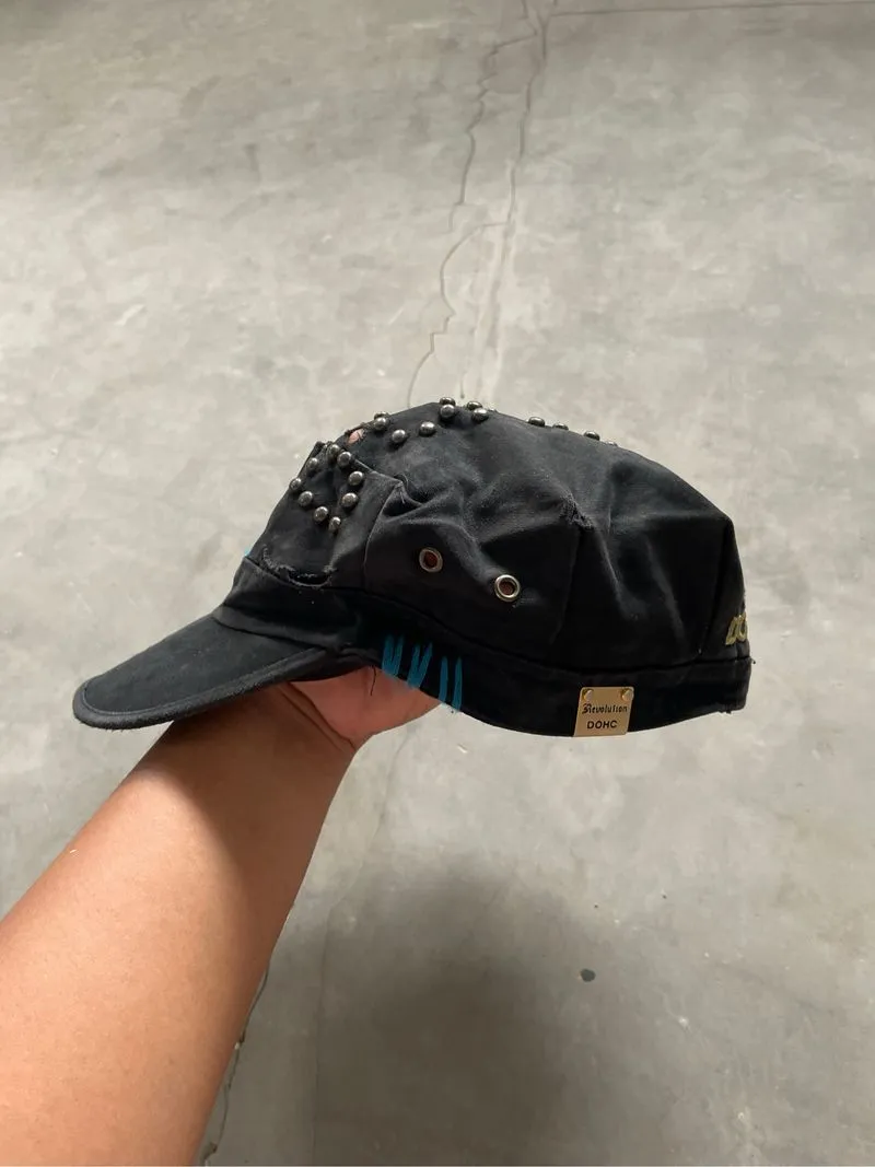Y2k Grunge Emo Vkei Style DOHC Japan Black Studded Caps photo 1