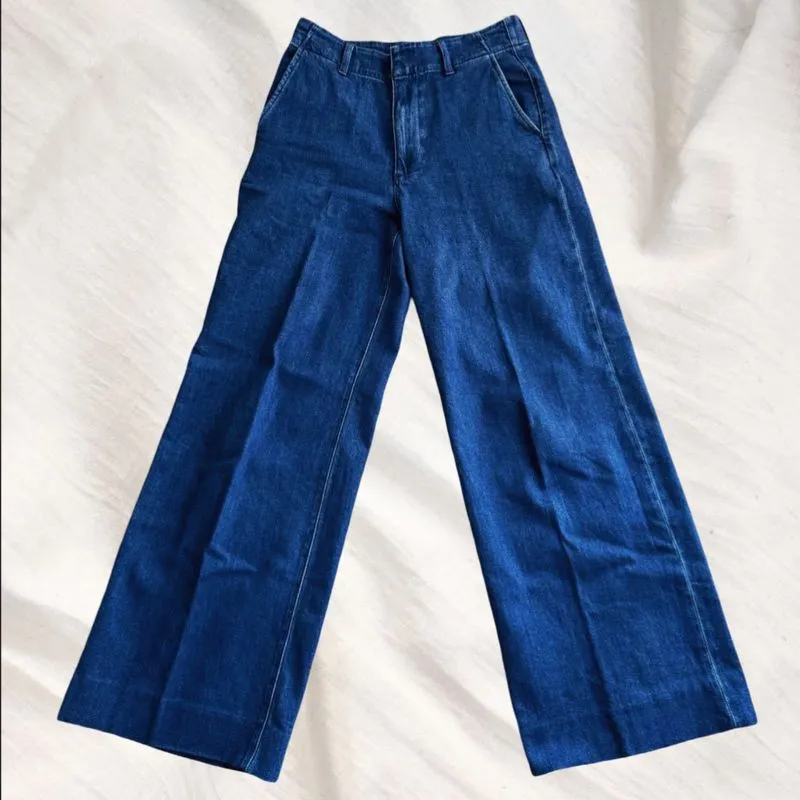 UNIQLO|Jeans Navy Lebar(Baggy Jeans) Wide Trousers Jeans photo 1
