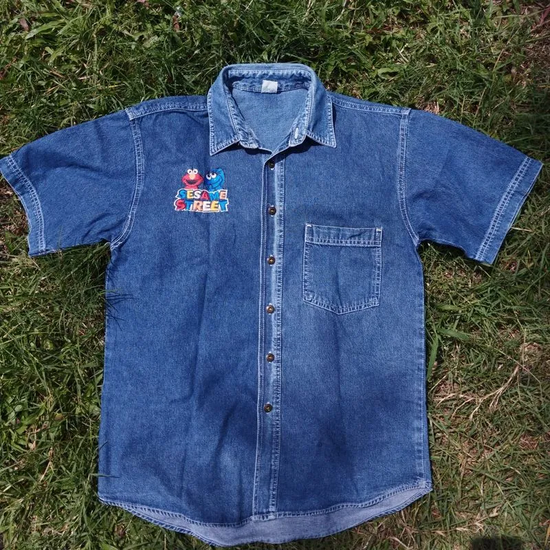 Kemeja Denim Sesame Street Vintage Y2k photo 1