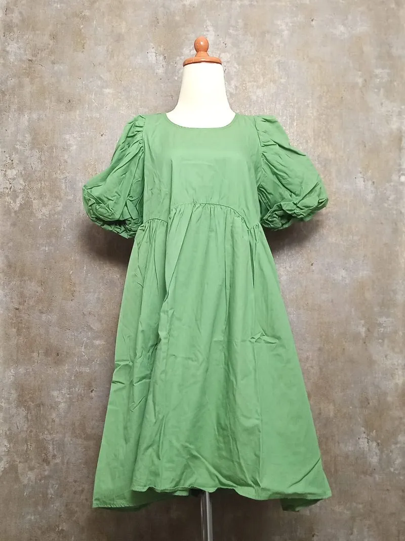 Lolliestory Dress Hijau – Puff Sleeve Chic Dress  photo 1