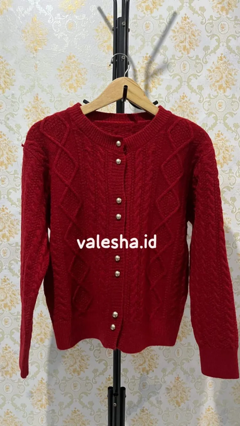 CARDIGAN MERAH FULL KEPANG PREMIUM photo 1