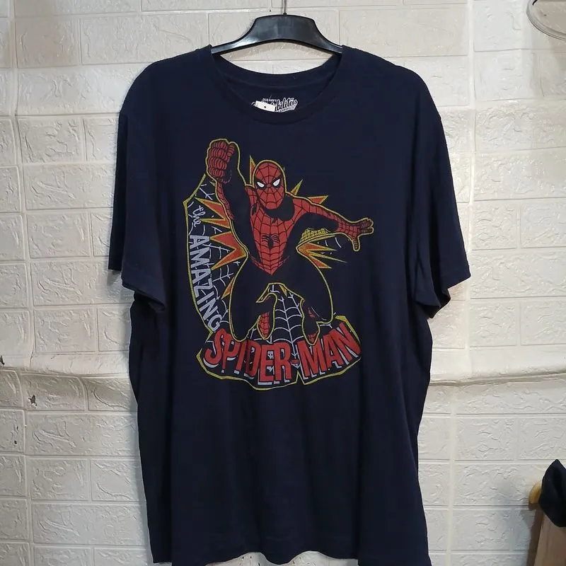 Kaos T Shirt Comic Official Marvel Spiderman Navy Size XL photo 1