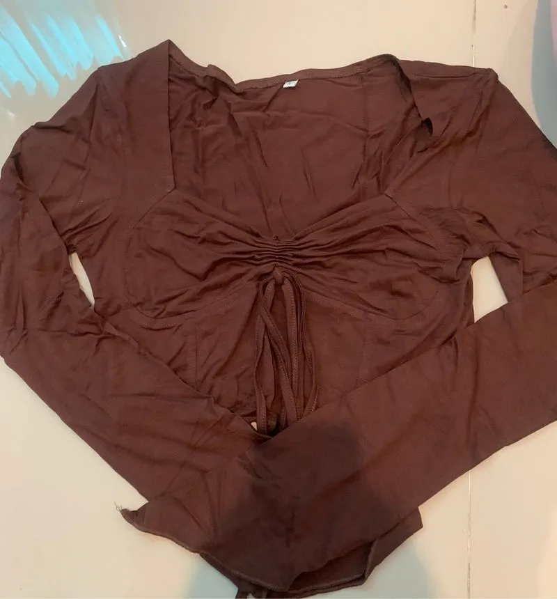 Crop top Wanita brown photo 1