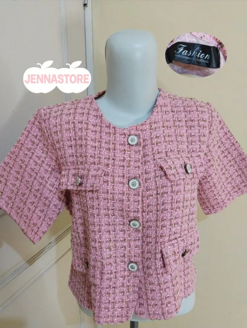 Cardigan pink tweed BKK photo 1
