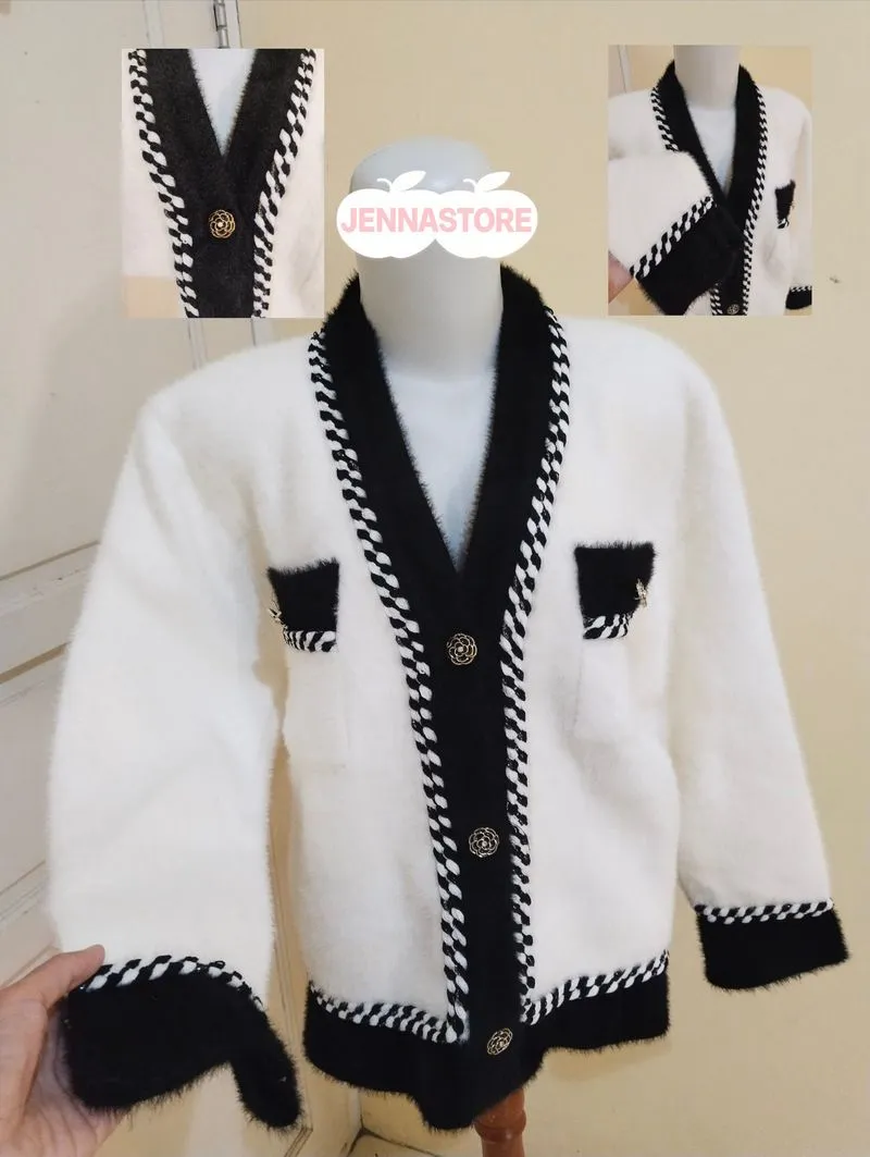 Cardigan putih tweed cardigan fuzzy BKK photo 1
