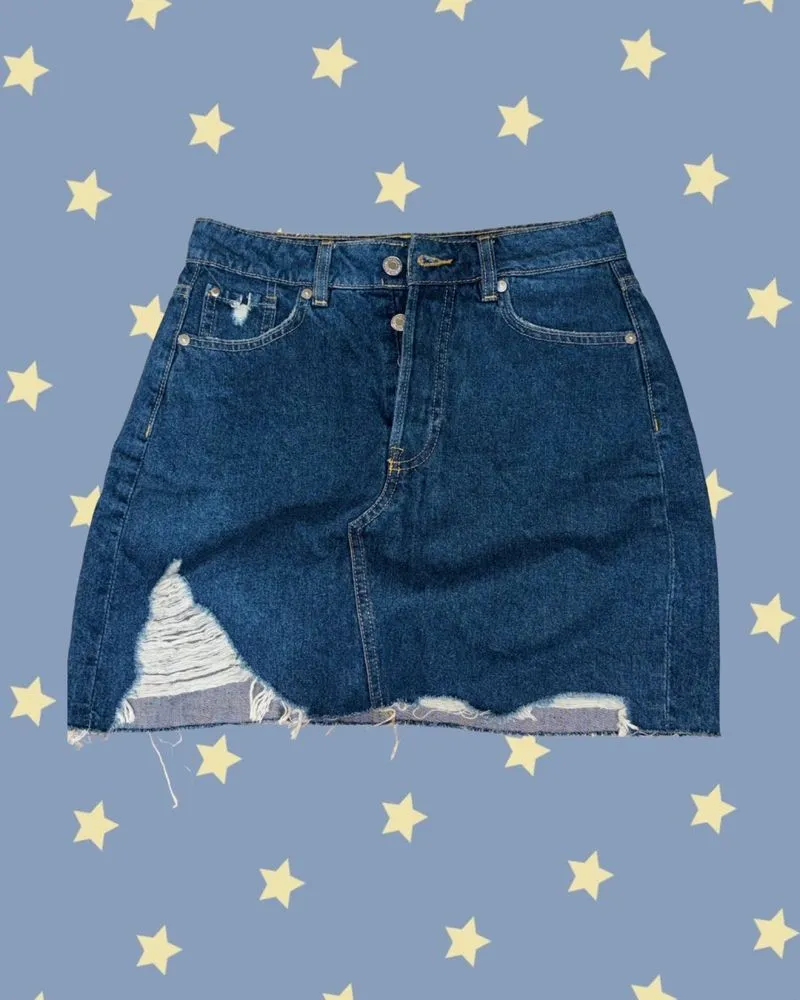 H&M Denim Mini Skirt Distressed photo 1