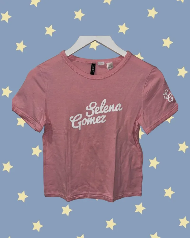H&M Selena Gomez Pink Crop Tee photo 1