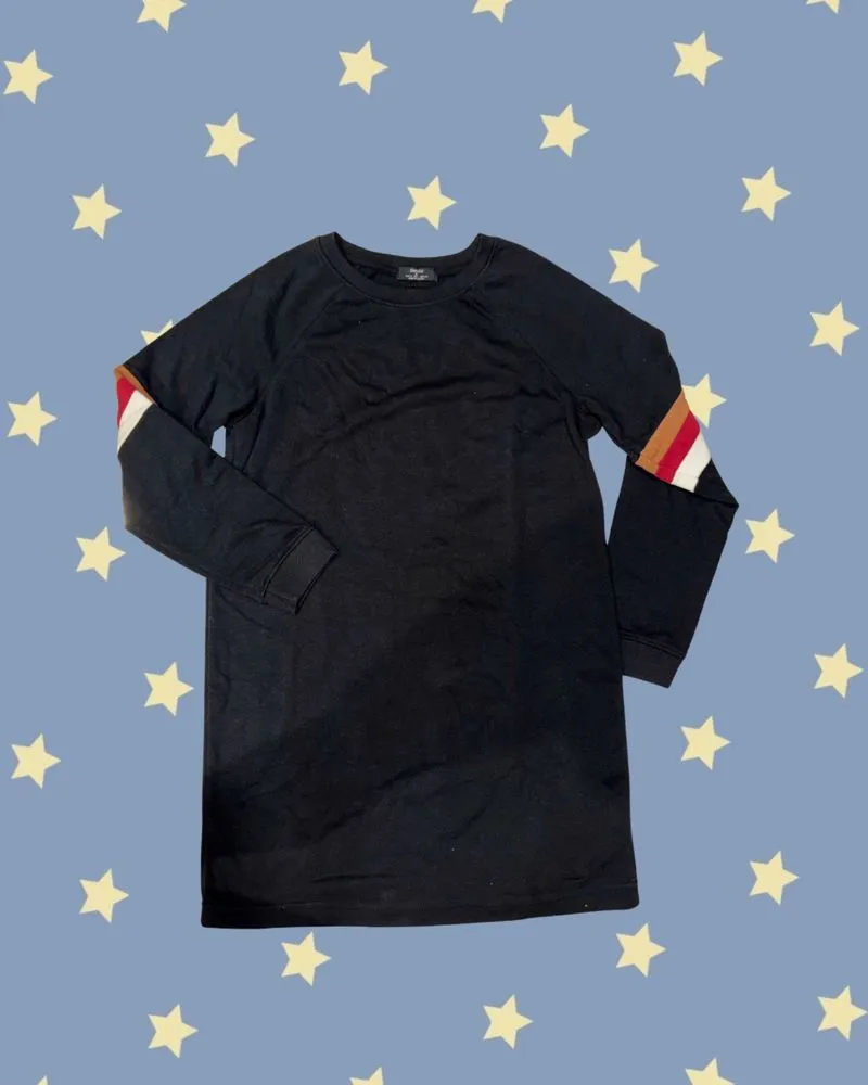 Bershka Black Long Sleeve Stripe Sport Dress photo 1