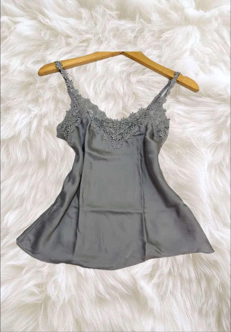Elaiana Grey Jeans Cami Tops trimmed silk princes photo 1