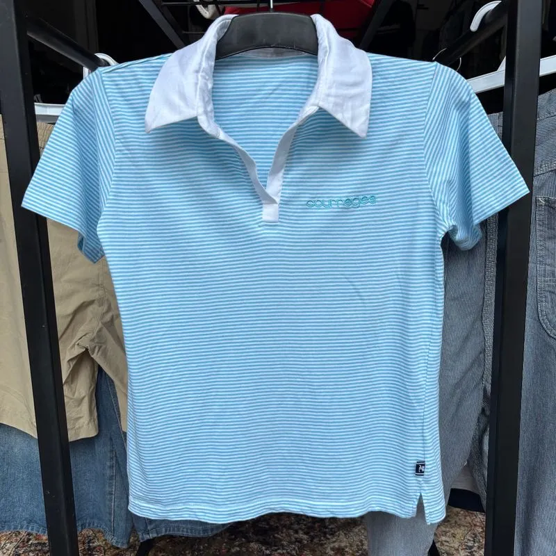 Courreges Paris Baby Blue White Polo Shirts photo 1