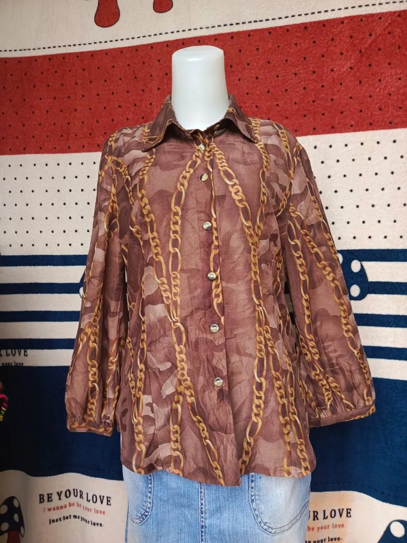 Luxury Shirt Wanita brown photo 1