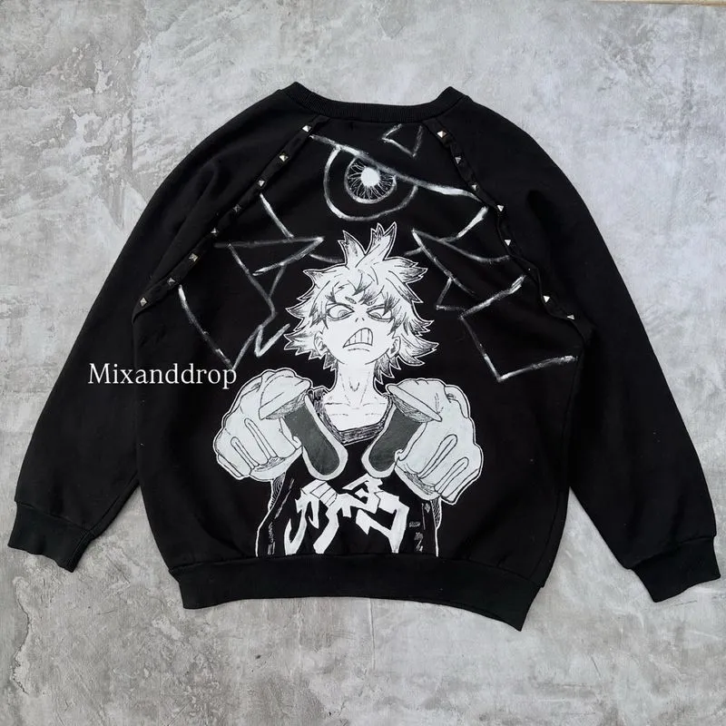 1on1 RUDO GACHIAKUTA Crewneck Rework Handmade Painted photo 1