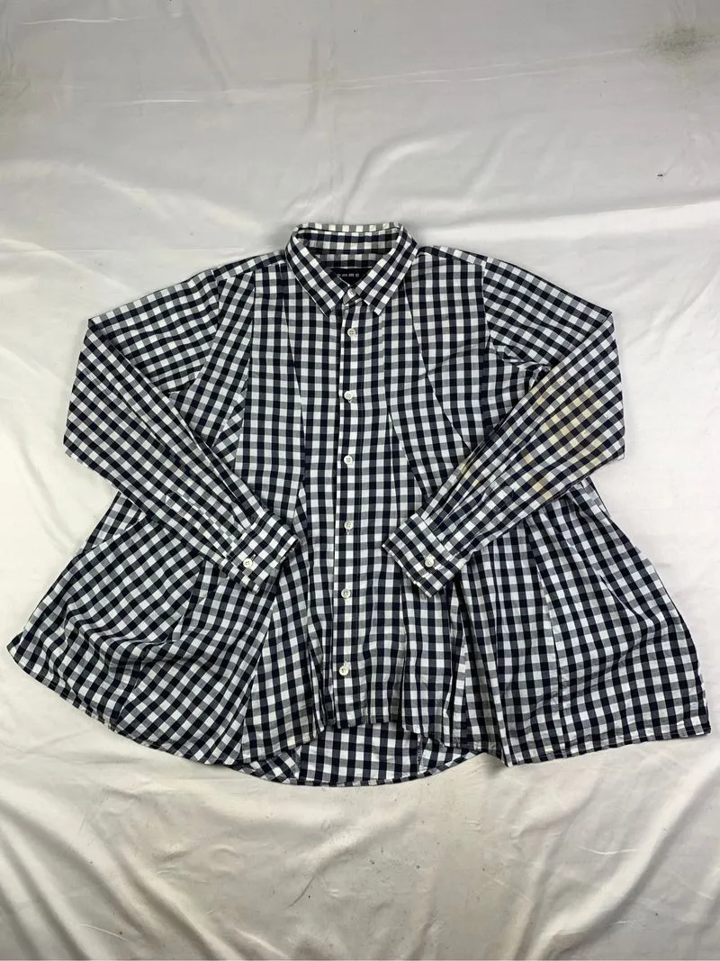 gomme Gingham Unstructured Patchwork Flare Shirt (Fit L) photo 1