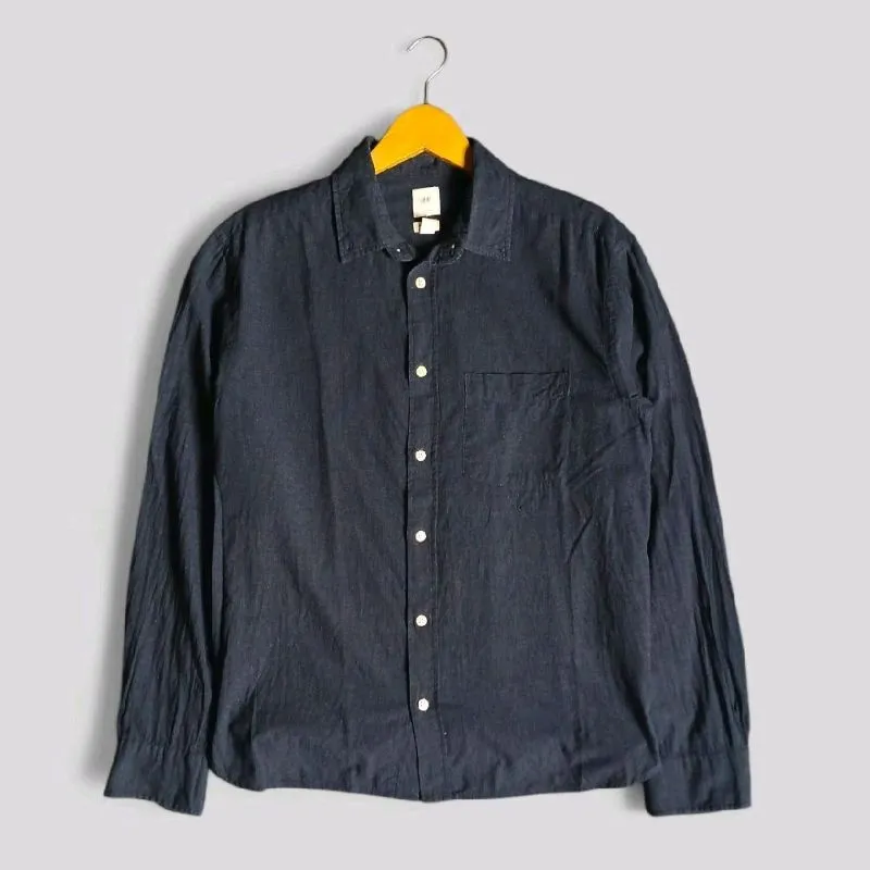 Kemeja H&M Basic Navy | Thriftshop photo 1
