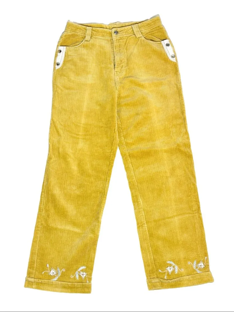 corduroy pants celana straight cut mustard yellow kuning photo 1