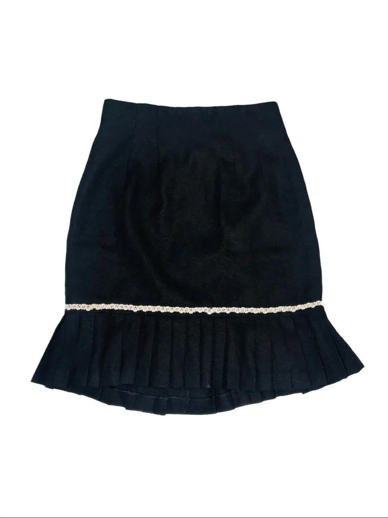 short skirt / rok pendek black coquette vintage lace pleats photo 1