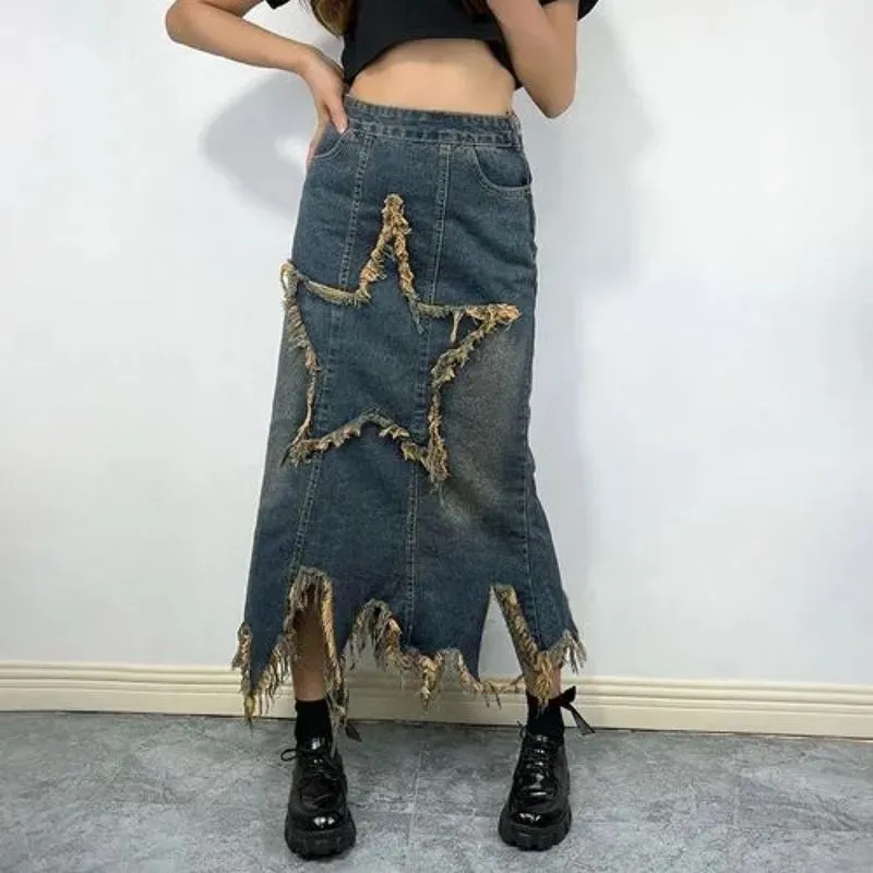 Maxi Skirt Y2K Distressed Hysteric Glamour Style Emo  photo 1