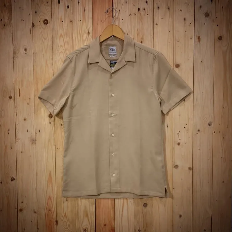 Zara man shirt open collar brown photo 1