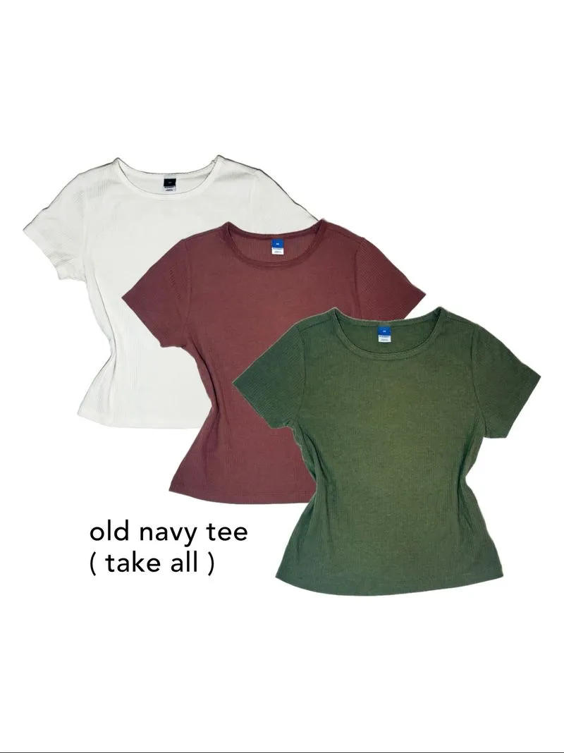(TAKE ALL) old navy fitted ribbed tee shirt kaos xs army gre photo 1