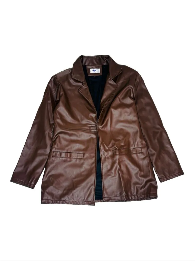 leather jacket dark brown jaket kulit vintage downtown photo 1