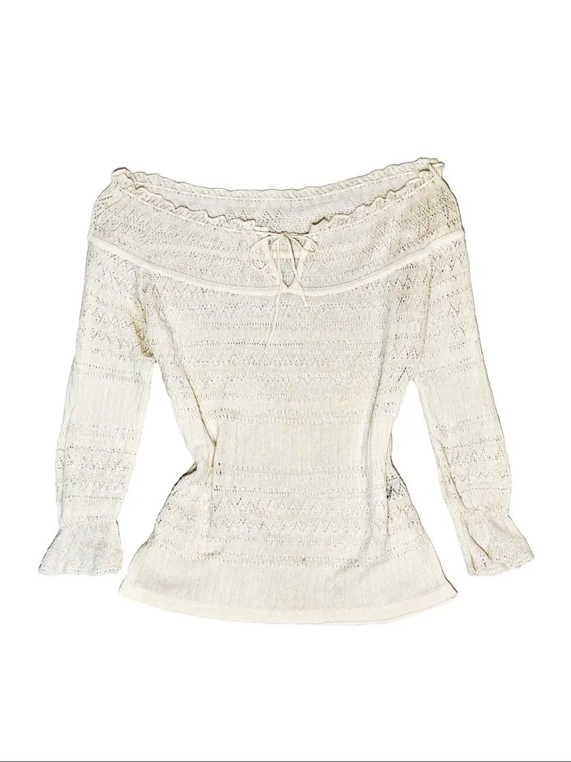 knit top sabrina off shoulder white vintage fairy morikei photo 1
