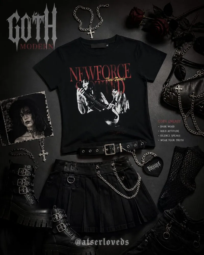 slim fit crop top goth  photo 1