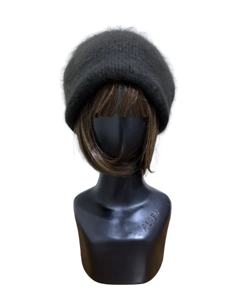 Winter knit beanie angora fur hat y2k vintage photo 1