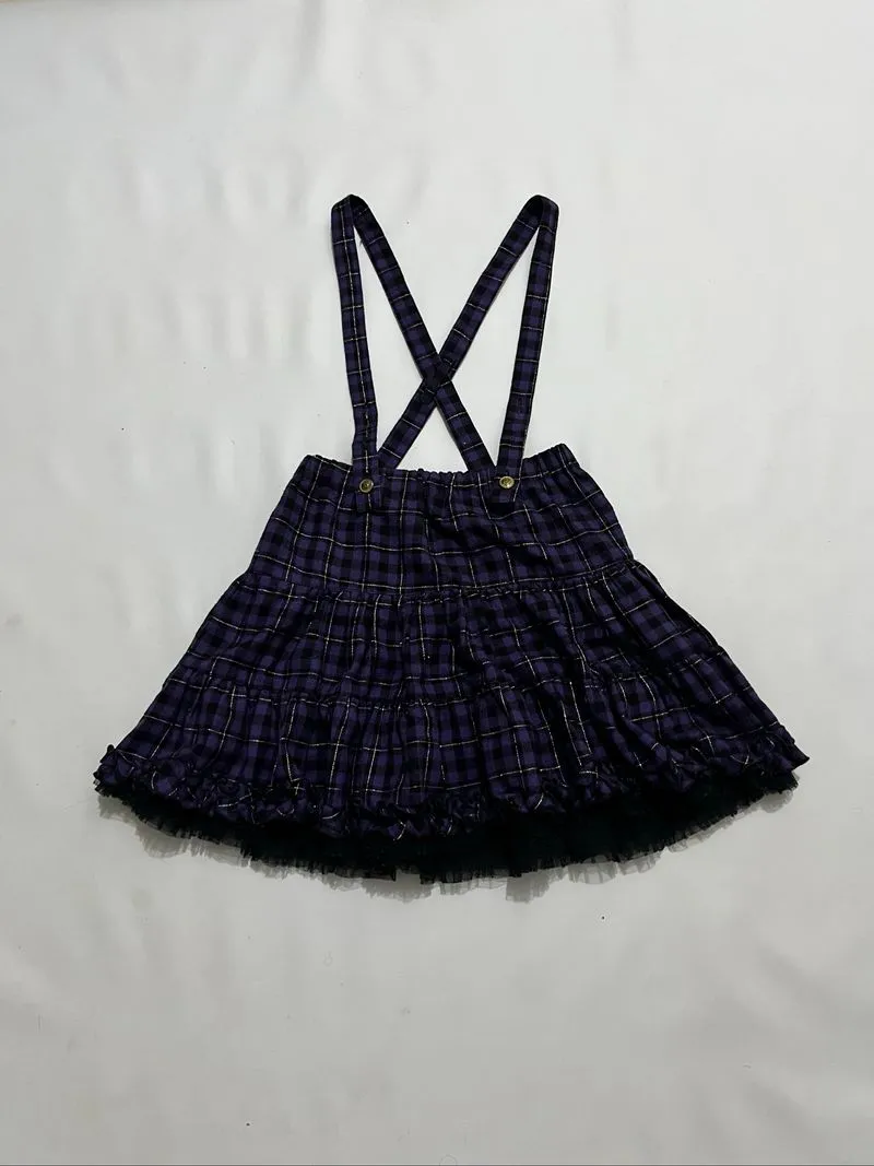 Japanes brand mini skirt ruffle plaid suspender gothic kawai photo 1