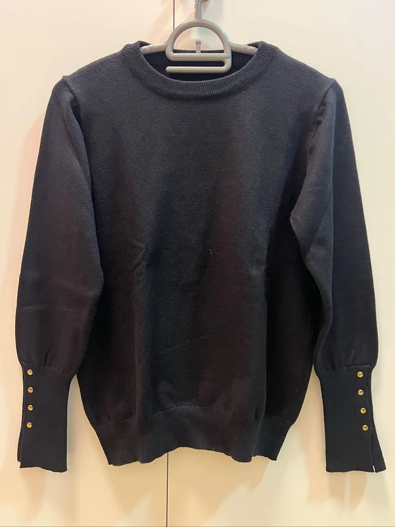 Knit Blouse Sweater (Black) photo 1