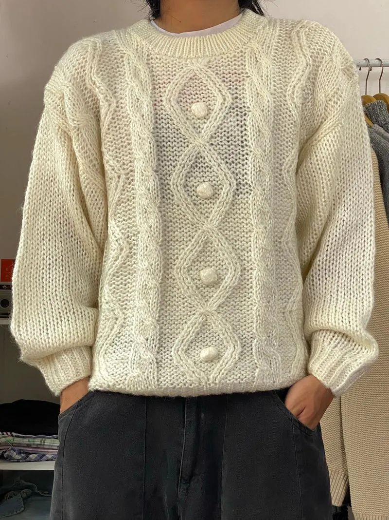 Knitwear Boxy Cable Cream Maggie club photo 1