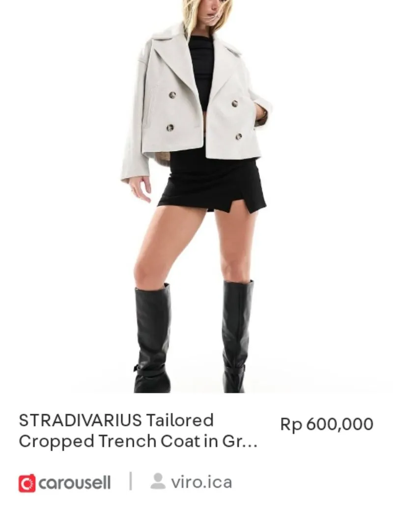 STRADIVARIUS Tailored Cropped Trench Coat in Grey not zara photo 1
