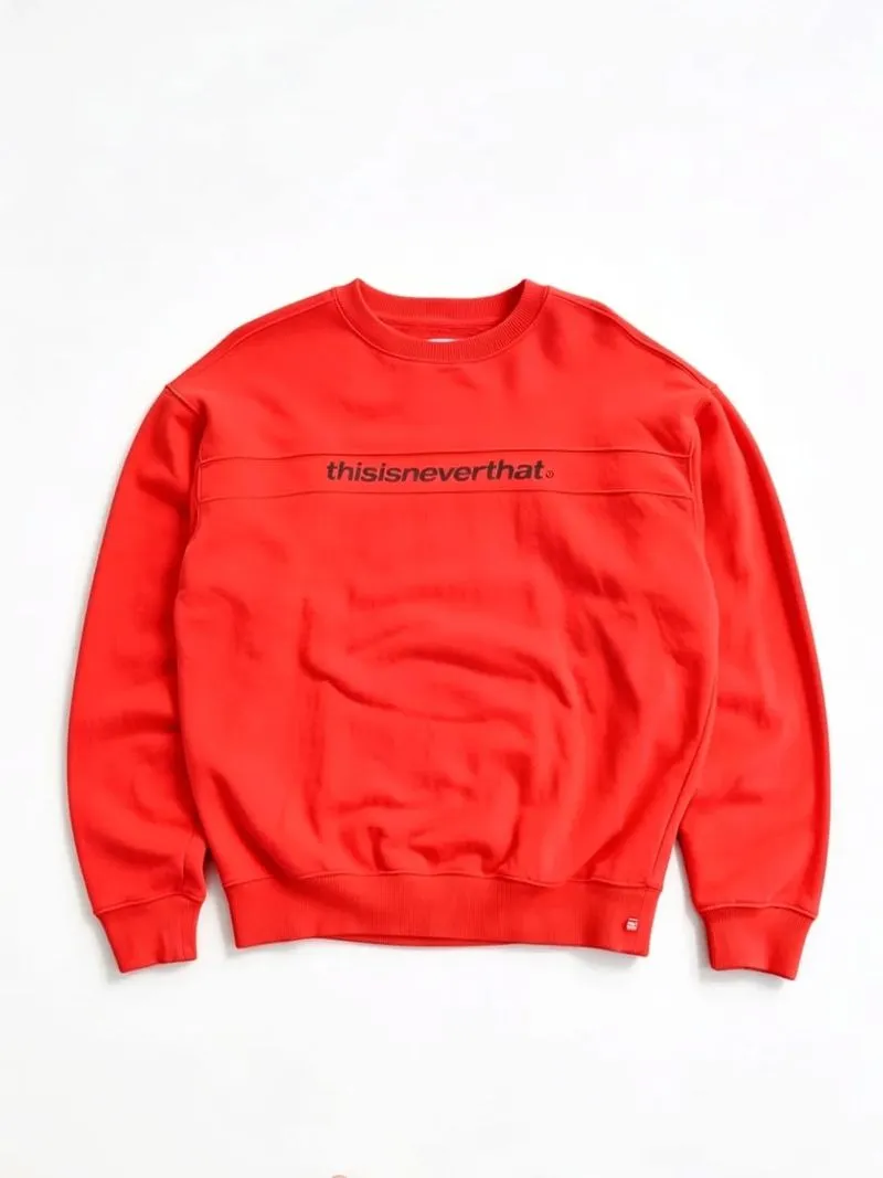 THISISNEVERTHAT SPELLOUT RED CREWNECK | SWEATER | CLWM photo 1
