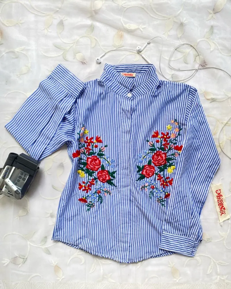 Stripe shirt with embroidery - Reworked by Merona photo 1