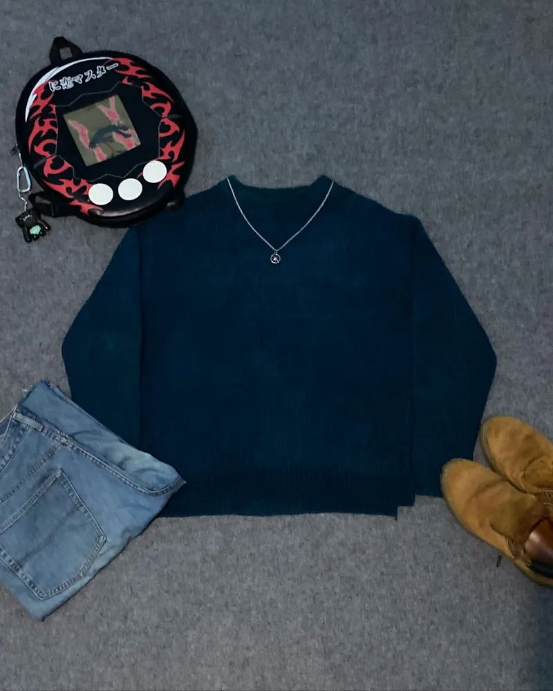 knitwear biru oversized  photo 1