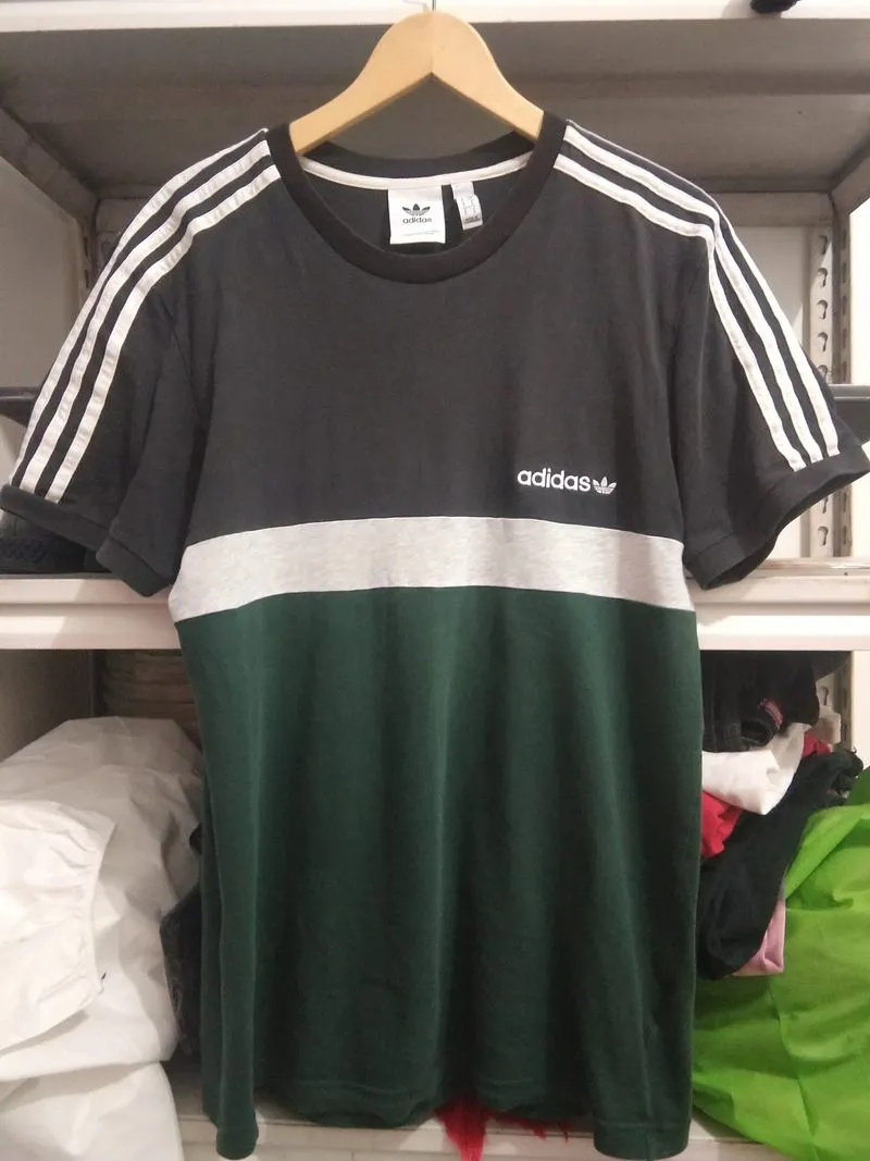 Adidas men's black & green t-shirt photo 1
