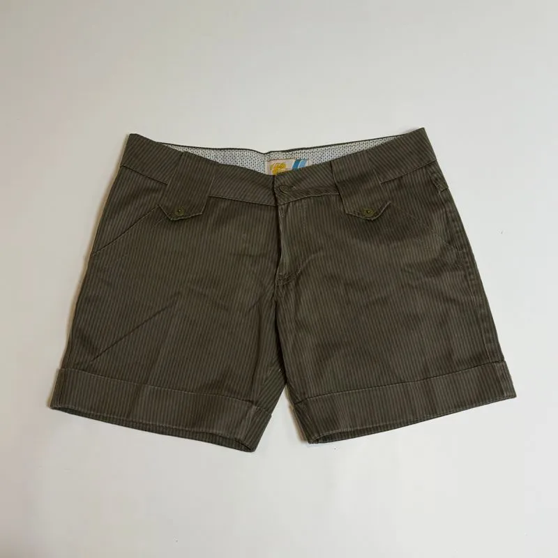 Brown Olive Pinstripe Y2k Circus Napoleon Brown Shorts Pants photo 1